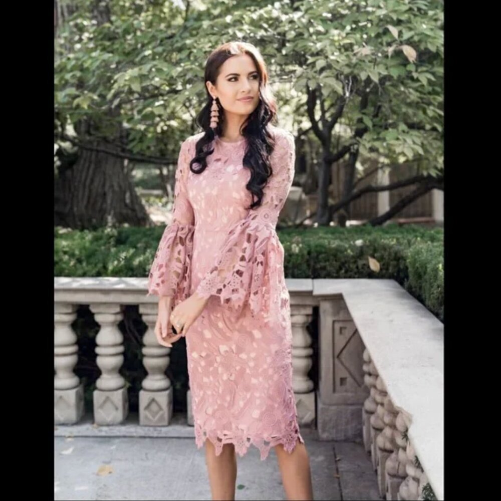 Rachel Parcell Windsor Dress‎ Lace Midi Puff Sleeve Mauve Berry Pink New NWT XXS